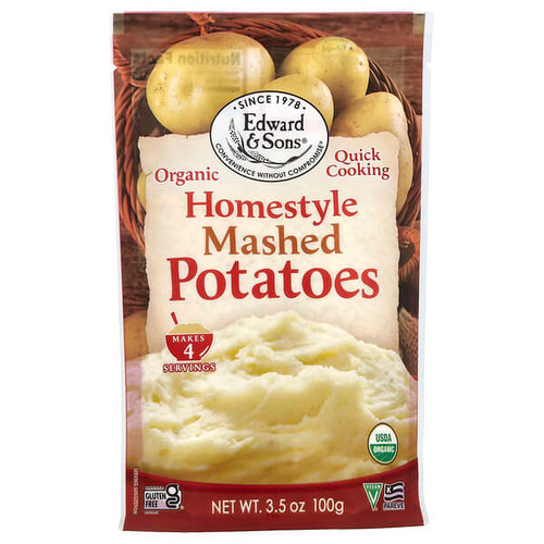 <img alt="3 PACK of Edward & Sons, Organic Mashed Potatoes, Homestyle, 3.5 oz (100 g)" title="3 PACK of Edward & Sons, Organic Mashed Potatoes, Homestyle, 3.5 oz (100 g),043182000703"