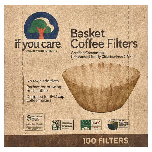 <img alt="If You Care, Basket Coffee Filters, 100 Filters" title="If You Care, Basket Coffee Filters, 100 Filters,770009001116"