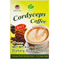 3 PACK of Longreen, 4 in 1 Cordyceps Coffee, 10 Sachets, 6.4 oz (182 g)