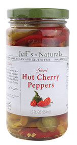 3 PACK of Jeffs Naturals Sliced Hot Cherry Peppers -- 12 oz