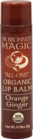 3 PACK of Dr. Bronners Organic Lip Balm Orange Ginger -- 0.15 oz