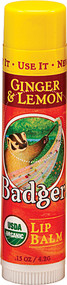 3 PACK of Badger Organic Lip Balm Ginger and Lemon -- 0.15 oz