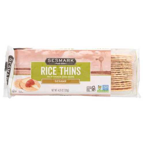 <img alt="Sesmark, Rice Thins, Rice Snack Crackers, Sesame, 4.25 oz (120 g)" title="Sesmark, Rice Thins, Rice Snack Crackers, Sesame, 4.25 oz (120 g),085693107007"