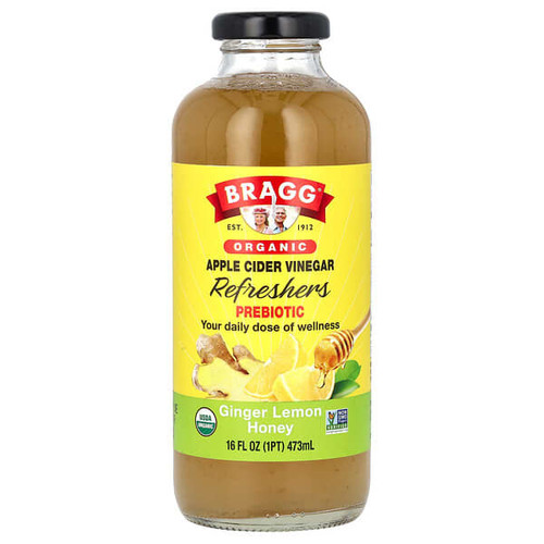 <img alt="Bragg, Organic Apple Cider Vinegar Refreshers, Prebiotic, Ginger Lemon Honey, 16 fl oz  (473 ml)" title="Bragg, Organic Apple Cider Vinegar Refreshers, Prebiotic, Ginger Lemon Honey, 16 fl oz  (473 ml),074305051166"