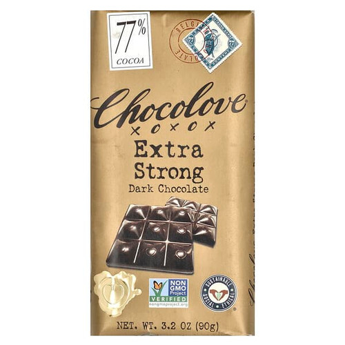 <img alt="Chocolove, Extra Strong Dark Chocolate, 77% Cocoa, 3.2 oz (90 g)" title="Chocolove, Extra Strong Dark Chocolate, 77% Cocoa, 3.2 oz (90 g),716270001776"