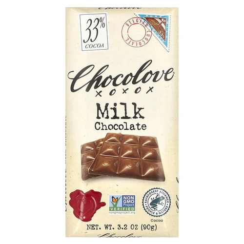 <img alt="Chocolove, Milk Chocolate, 33% Cocoa, 3.2 oz (90 g)" title="Chocolove, Milk Chocolate, 33% Cocoa, 3.2 oz (90 g),716270001301"