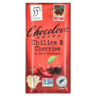 <img alt="Chocolove, Chilies & Cherries in Dark Chocolate, 55% Cacao, 3.2 oz (90 g)" title="Chocolove, Chilies & Cherries in Dark Chocolate, 55% Cacao, 3.2 oz (90 g),716270001585"
