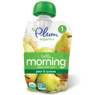 Plum Organics, Hello Morning, Organic Baby Food, Stage 1, Pear & Quinoa, 3.5 oz (99 g)