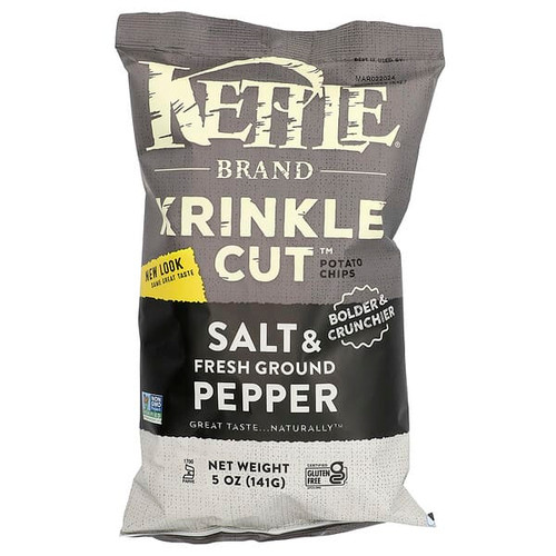<img alt="Kettle Foods, Krinkle Cut Potato Chips, Salt & Fresh Ground Pepper, 5 oz (141 g)" title="Kettle Foods, Krinkle Cut Potato Chips, Salt & Fresh Ground Pepper, 5 oz (141 g),084114107077"