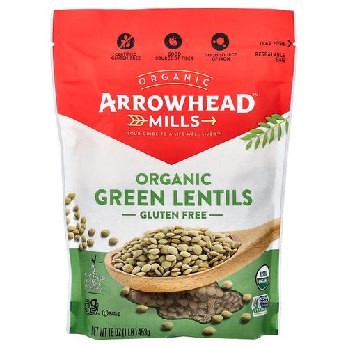 <img alt="Arrowhead Mills, Organic Green Lentils, Gluten Free, 16 oz (453 g)" title="Arrowhead Mills, Organic Green Lentils, Gluten Free, 16 oz (453 g),074333476245"