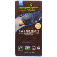 Endangered Species Chocolate, Natural Dark Chocolate With Blackberry Sage, 3 oz (85 g)