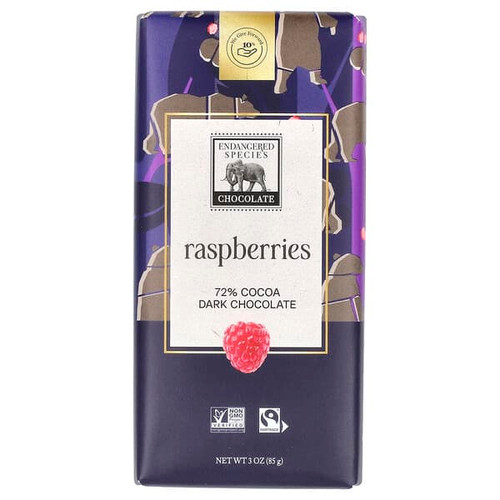 <img alt="Endangered Species Chocolate, Raspberries + Dark Chocolate, 72% Cocoa, 3 oz (85 g)" title="Endangered Species Chocolate, Raspberries + Dark Chocolate, 72% Cocoa, 3 oz (85 g),037014242287"