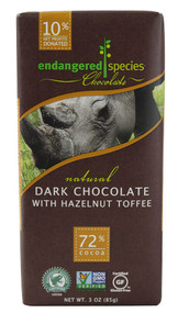 3 PACK of Endangered Species Chocolate, Hazelnut Toffee + Dark Chocolate, 3 oz (85 g)