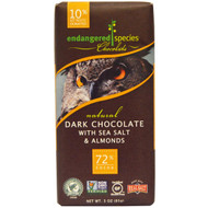 3 PACK of Endangered Species Chocolate, Almonds Sea Salt + Dark Chocolate, 3 oz (85 g)