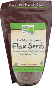 3 PACK of NOW Real Food Certified Organic Flax Seeds -- 16 oz