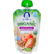 Gerber, 2nd Foods, Organic Baby Food, Fruit & Grain, Pear Peach Oatmeal, 3.5 oz (99 g)