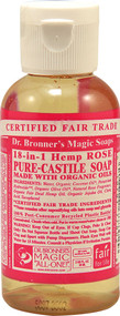 3 PACK of Dr. Bronners Pure Castile Liquid Soap Hemp Rose -- 2 fl oz