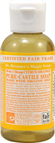 3 PACK of Dr. Bronners Pure Castile Liquid Soap Citrus Orange -- 2 fl oz