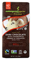 Endangered Species Chocolate Dark Chocolate Bar  Cranberries Orange & Cinnamon - 3 oz
