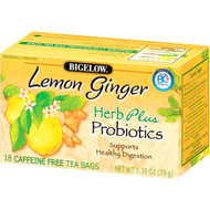 3 PACK of Bigelow Tea Herbal Tea Plus Probiotics Lemon Ginger -- 18 Tea Bags