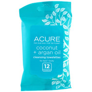 Acure, Cleansing Towelettes, Coconut + Argan Oil, 12 Towelettes
