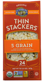 3 PACK of Lundberg Organic Thin Stackers Puffed Grain Cakes 5 Grain -- 5.9 oz