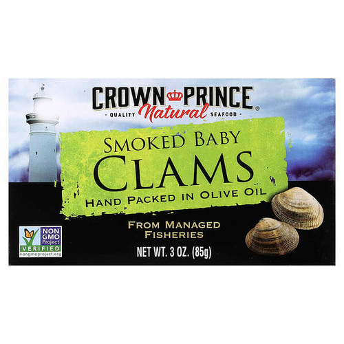 <img alt="Crown Prince Natural, Smoked Baby Clams, In Olive Oil, 3 oz (85 g)" title="Crown Prince Natural, Smoked Baby Clams, In Olive Oil, 3 oz (85 g),073230008535"