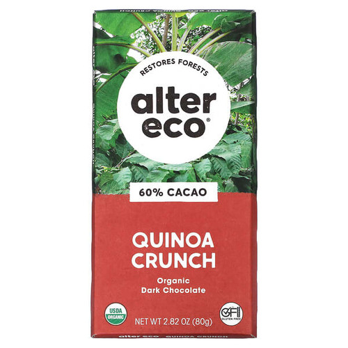 <img alt="Alter Eco, Organic Dark Chocolate Bar, Quinoa Crunch, 60% Cacao, 2.82 oz (80 g)" title="Alter Eco, Organic Dark Chocolate Bar, Quinoa Crunch, 60% Cacao, 2.82 oz (80 g),817670010105"
