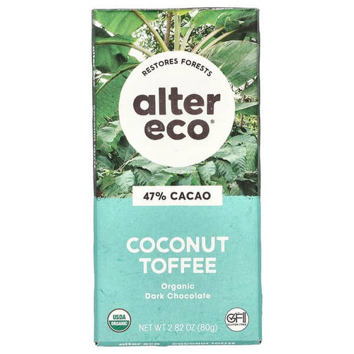 <img alt="Alter Eco, Organic Dark Chocolate Bar, Coconut Toffee, 47% Cacao, 2.82 oz (80 g)" title="Alter Eco, Organic Dark Chocolate Bar, Coconut Toffee, 47% Cacao, 2.82 oz (80 g),817670010129"