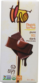 3 PACK of Theo Chocolate Organic 70% Dark Chocolate Bar Unflavored -- 3 oz