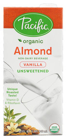 3 PACK of Pacific Foods Organic Almond Plant-Based Beverage Carton Unsweetened Vanilla -- 32 fl oz