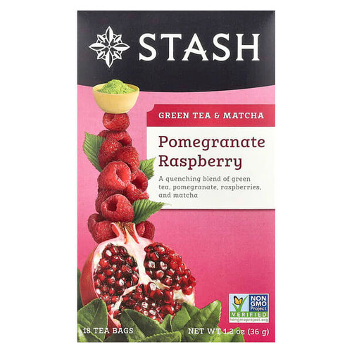 <img alt="Stash Tea, Green Tea & Matcha, Pomegranate Raspberry, 18 Tea Bags, 1.2 oz (36 g)" title="Stash Tea, Green Tea & Matcha, Pomegranate Raspberry, 18 Tea Bags, 1.2 oz (36 g),077652083668"