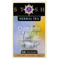 Stash Tea, Herbal Tea, Chamomile Nights, Caffeine Free, 20 Tea Bags, 0.6 oz (18 g)