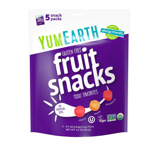 <img alt="YumEarth, Gluten Free Fruit Snacks, Favorites, 5 Packs, 0.7 oz (19.8 g) Each" title="YumEarth, Gluten Free Fruit Snacks, Favorites, 5 Packs, 0.7 oz (19.8 g) Each,810165016231"