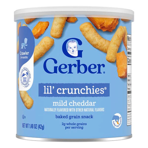 <img alt="Gerber, Snacks for Baby, Lil Crunchies, Baked Grain Snack, 8+ Months, Mild Cheddar, 1.48 oz (42 g)" title="Gerber, Snacks for Baby, Lil Crunchies, Baked Grain Snack, 8+ Months, Mild Cheddar, 1.48 oz (42 g),015000048303"