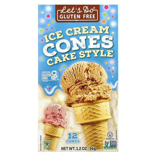 <img alt="Lets Do Organic, Lets Do Gluten Free, Ice Cream Cones, Cake Style, 12 Cones, 1.2 oz (36 g)" title="Lets Do Organic, Lets Do Gluten Free, Ice Cream Cones, Cake Style, 12 Cones, 1.2 oz (36 g),043182003520"