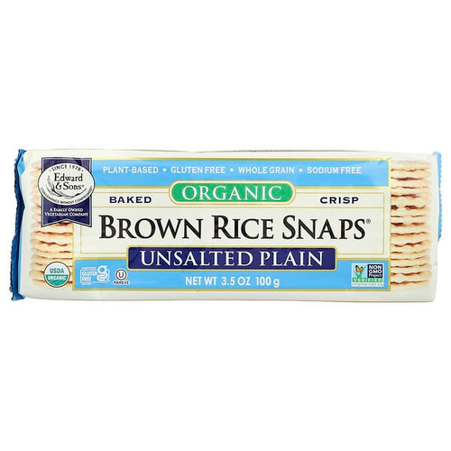 <img alt="Edward & Sons, Organic Baked Crisp Brown Rice Snaps, Unsalted Plain, 3.5 oz (100 g)" title="Edward & Sons, Organic Baked Crisp Brown Rice Snaps, Unsalted Plain, 3.5 oz (100 g),039631000417"