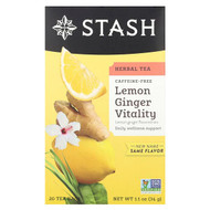 <img alt="Stash Tea, Herbal Tea, Lemon Ginger Vitality, Caffeine-Free, 20 Tea Bags, 1.1 oz (34 g)" title="Stash Tea, Herbal Tea, Lemon Ginger Vitality, Caffeine-Free, 20 Tea Bags, 1.1 oz (34 g),077652082494"