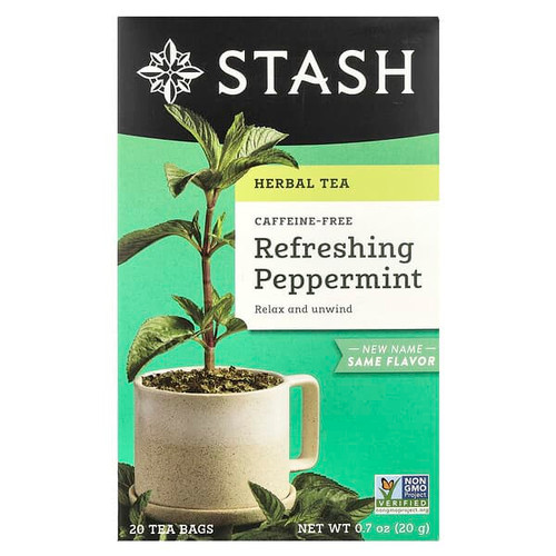 <img alt="Stash Tea, Herbal Tea, Refreshing Peppermint, Caffeine Free, 20 Tea Bags, 0.7 oz (20 g)" title="Stash Tea, Herbal Tea, Refreshing Peppermint, Caffeine Free, 20 Tea Bags, 0.7 oz (20 g),077652082227"
