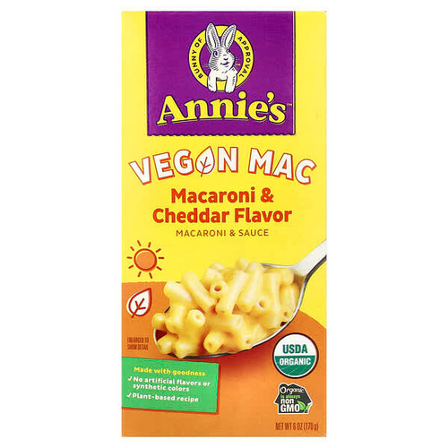 <img alt="Annies Homegrown, Vegan Mac, Macaroni & Cheddar, 6 oz (170 g)" title="Annies Homegrown, Vegan Mac, Macaroni & Cheddar, 6 oz (170 g),013562499014"