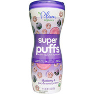 3 PACK of Plum Organics, Super Puffs, Organic Veggie, Fruit & Grain Puffs, Blueberry & Purple Sweet Potato, 1.5 oz (42 g)