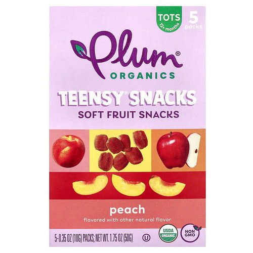 <img alt="Plum Organics, Teensy Soft Fruits Snacks, 12+ Months, Peach, 5 Packs, 0.35 oz (10 g) Each" title="Plum Organics, Teensy Soft Fruits Snacks, 12+ Months, Peach, 5 Packs, 0.35 oz (10 g) Each,846675001160"