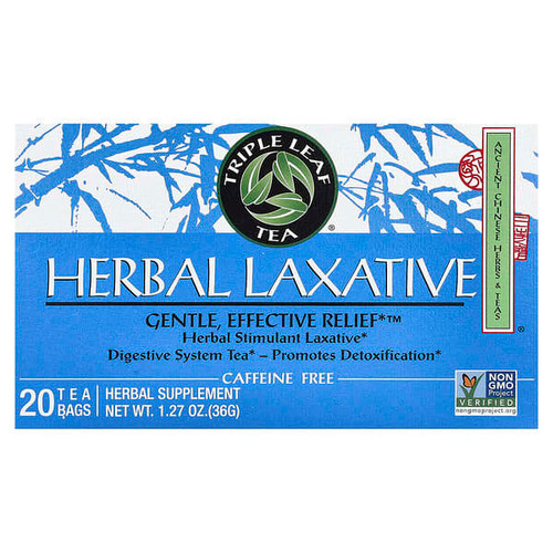 <img alt="Triple Leaf Tea, Herbal Laxative, Caffeine Free , 20 Tea Bags, 1.27 oz (36 g)" title="Triple Leaf Tea, Herbal Laxative, Caffeine Free , 20 Tea Bags, 1.27 oz (36 g),023991000187"