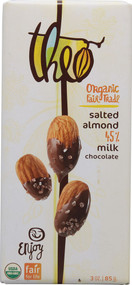 3 PACK of Theo Chocolate Organic Milk Chocolate Bar Salted Almond -- 3 oz