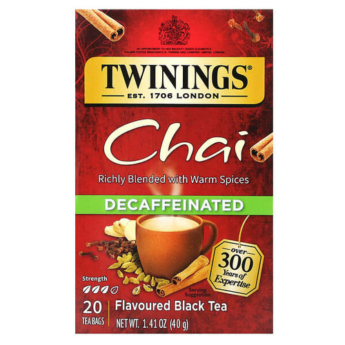 <img alt="Twinings, Flavored Black Tea, Chai, Decaffeinated , 20 Tea Bags, 1.41 oz (40 g)" title="Twinings, Flavored Black Tea, Chai, Decaffeinated , 20 Tea Bags, 1.41 oz (40 g),070177267582"