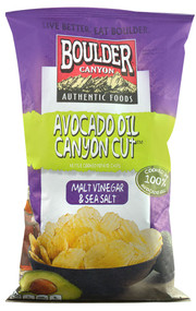 3 PACK of Boulder Canyon Authentic Foods Avocado Oil Canyon Cut Kettle Cooked Potato Chips Malt Vinegar & Sea Salt -- 5.25 oz