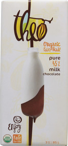 3 PACK of Theo Chocolate Organic Milk Chocolate Bar Unflavored -- 3 oz