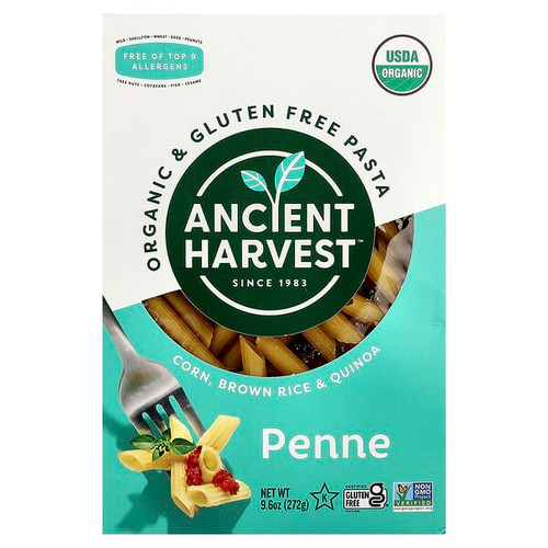 <img alt="Ancient Harvest, Organic & Gluten Free Pasta, Penne, Corn, Brown Rice & Quinoa, 9.6 oz (272 g)" title="Ancient Harvest, Organic & Gluten Free Pasta, Penne, Corn, Brown Rice & Quinoa, 9.6 oz (272 g),089125210006"