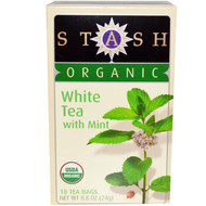 Stash Tea, Premium, Organic, White Tea, With Mint, 18 Tea Bags, 0.8 oz (24 g)