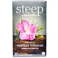 3 PACK of Bigelow Tea Steep Organic Herbal Tea Caffeine Free Rooibos Hibiscus -- 20 Tea Bags